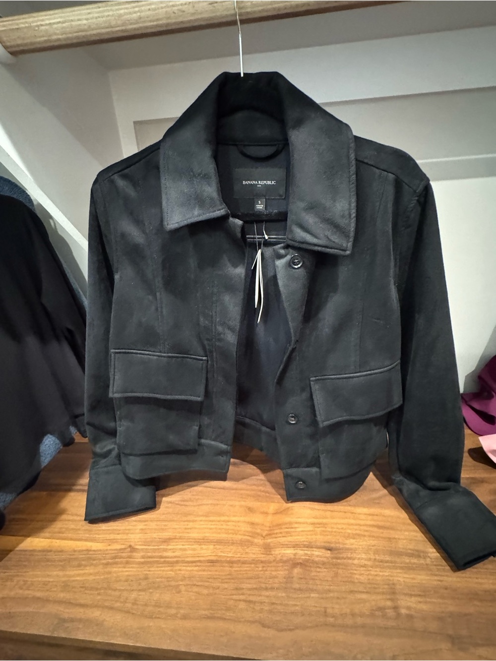 Banana Republic Black Suede Bomber Jacket